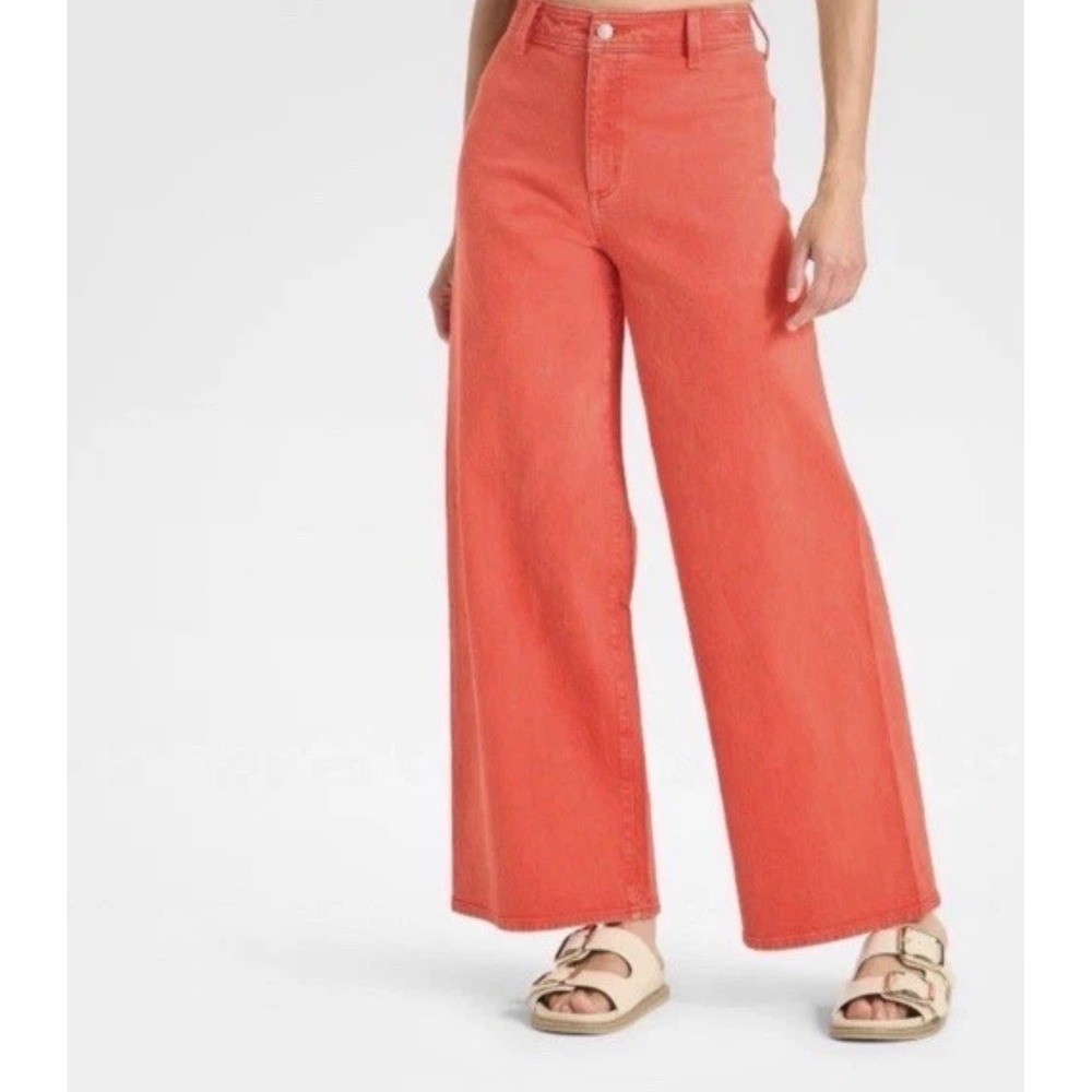 Universal Thread Sailor Wide Leg Pants 16 Rust Orange Boho Cropped NEW
